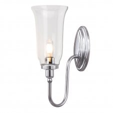 BLAKE traditional chrome bathroom wall light with clear storm glass shade