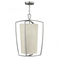 contemporary nickel frame ceiling pendant with inner shade