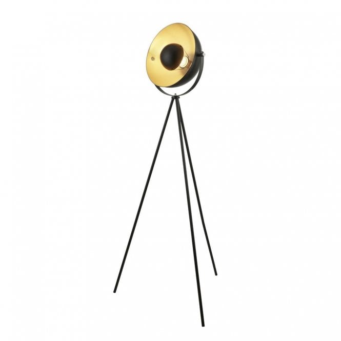 BLINK 1LT TRIPOD FLOOR LAMP MATT BLACK WITH GOLD SHADE