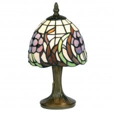 BLUE FLOWER Tiffany table Lamp in Aged Brass