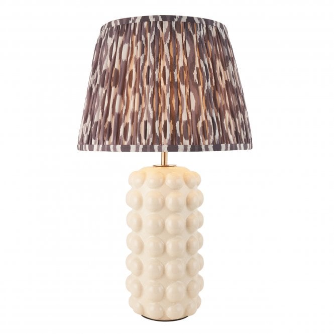 Bobble Ceramic Table Lamp with Ikat Shade in Pearl Grey