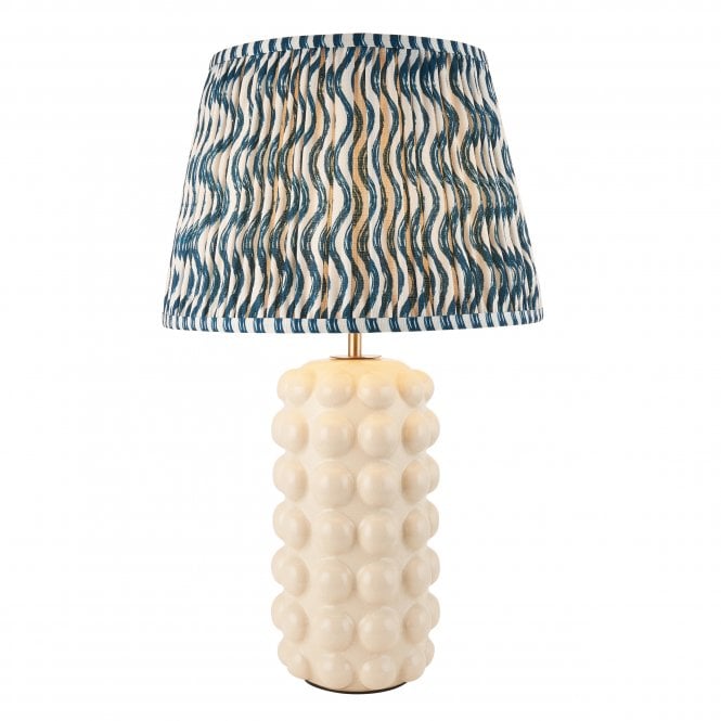 Bobble Ceramic Table Lamp with Ripple Shade in Marlin Blue