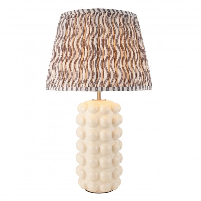 Bobble Ceramic Table Lamp with Ripple Shade in Pearl Grey