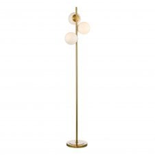 BOMBAZINE 3 Light Floor Lamp in Natural Brass and Opal Glass