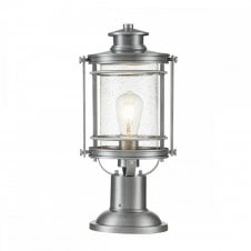 BOOKER Medium Pedestal Lantern in Aluminium with Seeded Glass