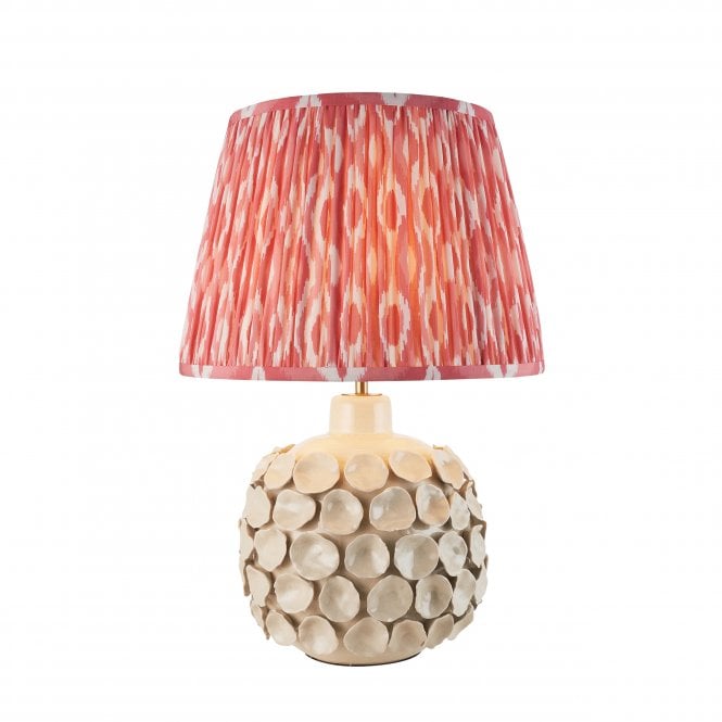 Borello Ceramic Table Lamp with Ikat Shade in Coral Pink