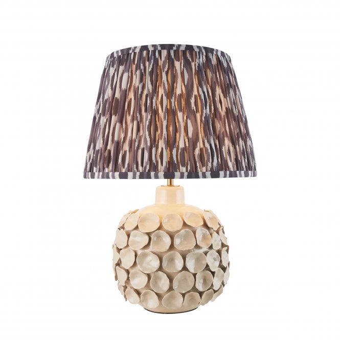 Borello Ceramic Table Lamp with Ikat Shade in Pearl Grey