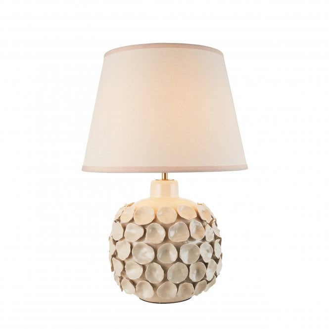 Borello Ceramic Table Lamp with Ivy Shade in Vintage White