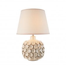 ceramic table lamp with shade in vintage white