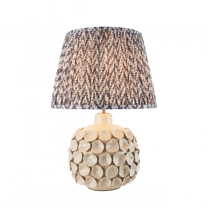 Borello Ceramic Table Lamp with Leaf Shade in Pearl Grey