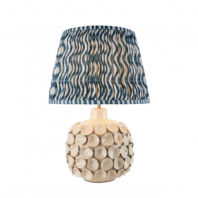 Borello Ceramic Table Lamp with Ripple Shade in Marlin Blue