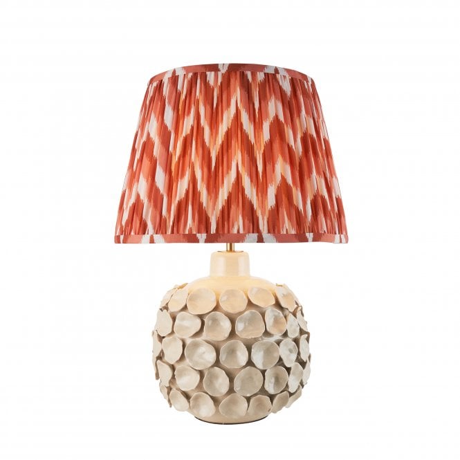 Borello Ceramic Table Lamp with Zigzag Shade in Apricot