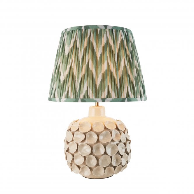 Borello Ceramic Table Lamp with Zigzag Shade in Cotswold Green