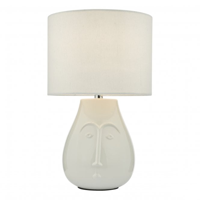 BORIS Ceramic Table Lamp in White with Matching Shade