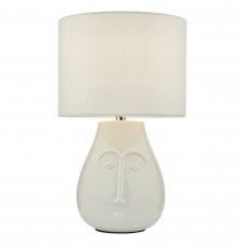 BORIS Ceramic Table Lamp in White with Matching Shade