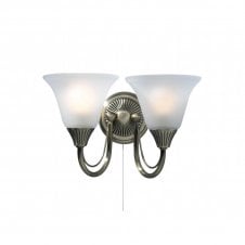 BOSTON double antique brass wall light with switch