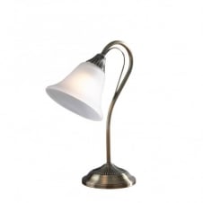 BOSTON traditional antique brass table lamp opal glass shade