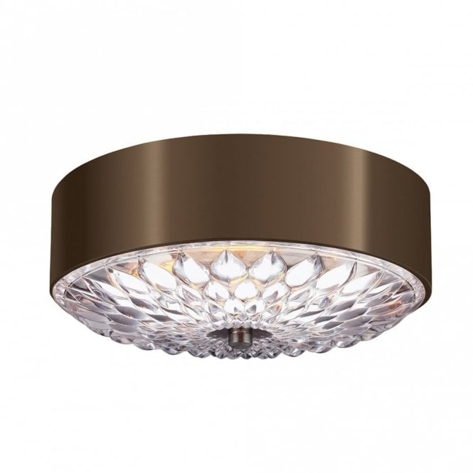 BOTANIC flush fit decorative ceiling light in dark brass with clear pressed glass (small)