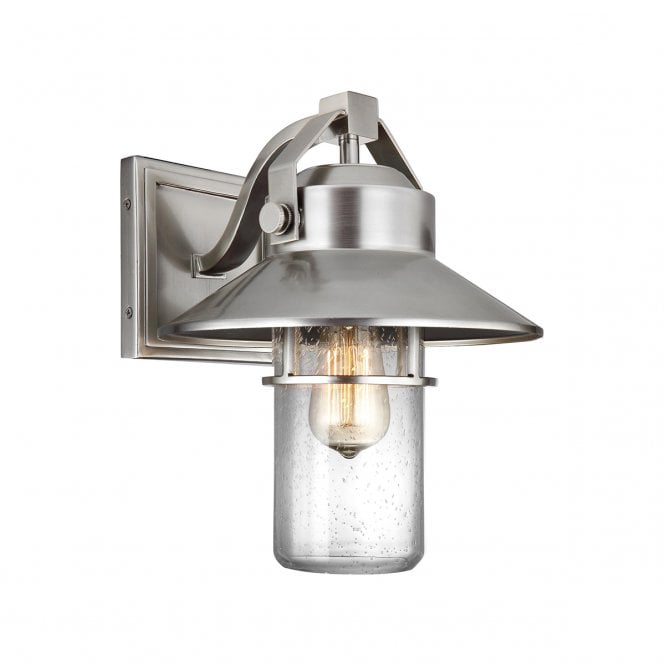 BOYNTON Medium Nautical style Wall Lantern in Brushed Steel Finish