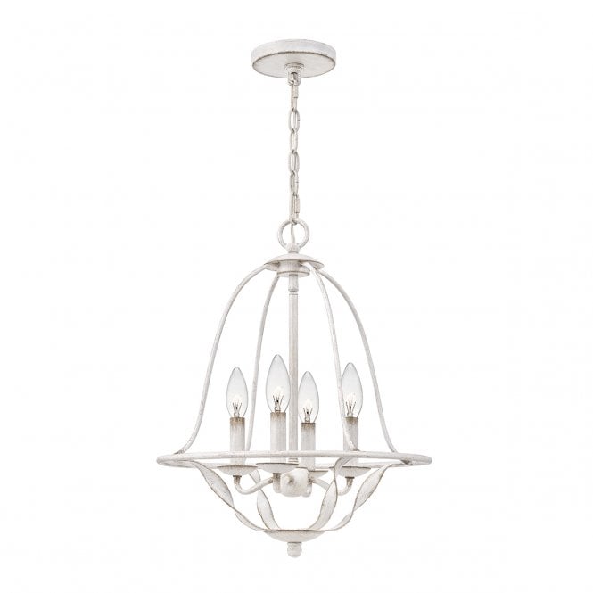 BRADBURY 4 Light Ceiling Pendant made in Steel with an Antique White Finish
