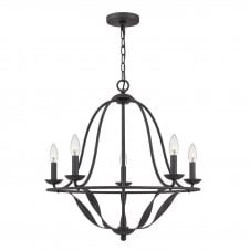 Ash Grey Large Chandelier Steel 5 Light