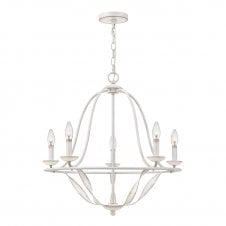 Antique White Chandelier 5 Light Steel