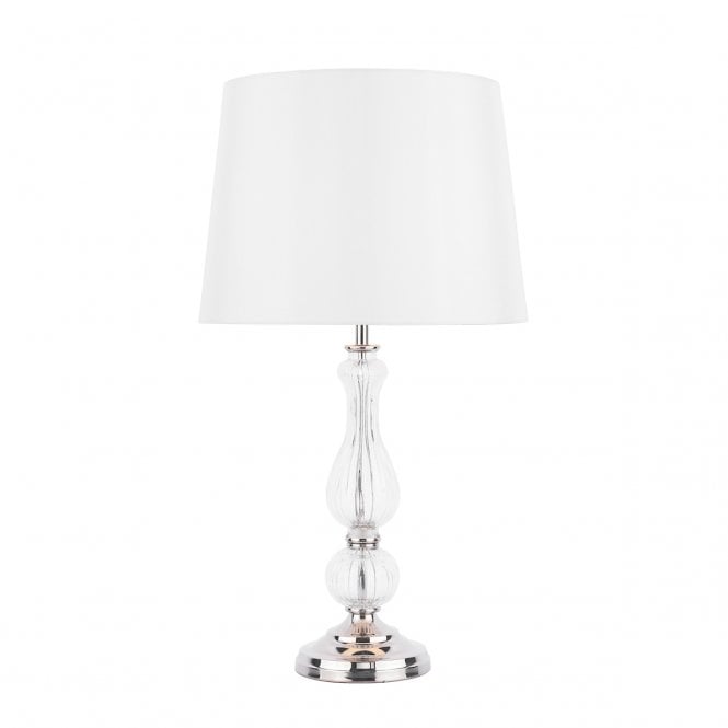 Bradshaw Table Lamp Polished Nickel & Ribbed Glass with Shade