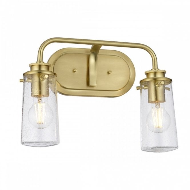 BRAELYN 2 Light Wall Light in Brushed Brass | Bathroom Rated IP44