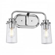 BRAELYN 2 Light Wall Light in Polished Chrome | Bathroom Rated IP44