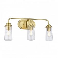 BRAELYN 3 Light Wall Light in Brushed Brass | Bathroom Rated IP44