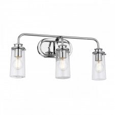 BRAELYN 3 Light Wall Light in Polished Chrome | Bathroom Rated IP44