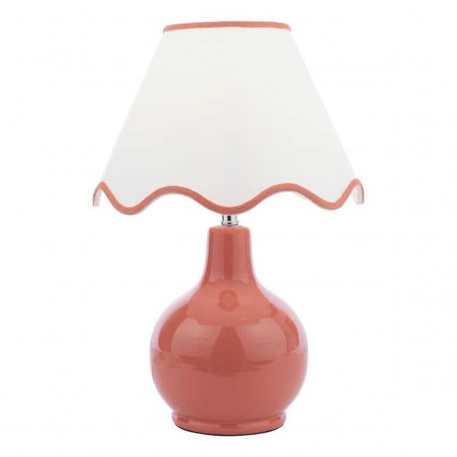 Bramhope Terracotta Ceramic Table Lamp with Scalloped Shade