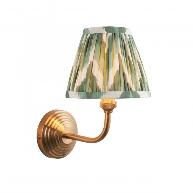 Brass Obelisk Arc Wall Light with Zigzag Shade In Cotswold Green