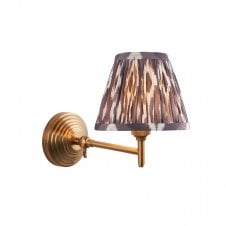 brass wall light with ikat grey shade