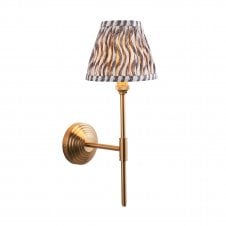 Brass Obelisk T Bar Wall Light With Ripple Shade In Pearl Grey