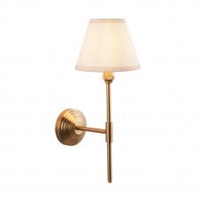 brass t bar wall light with white shade