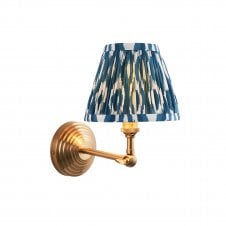 Brass Obelisk Wing Wall Light With Ikat Shade In Marlin Blue