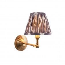 Brass Obelisk Wing Wall Light With Ikat Shade In Pearl Grey