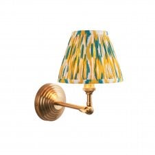 Brass Obelisk Wing Wall Light With Ikat Shade In Yellow And Jade