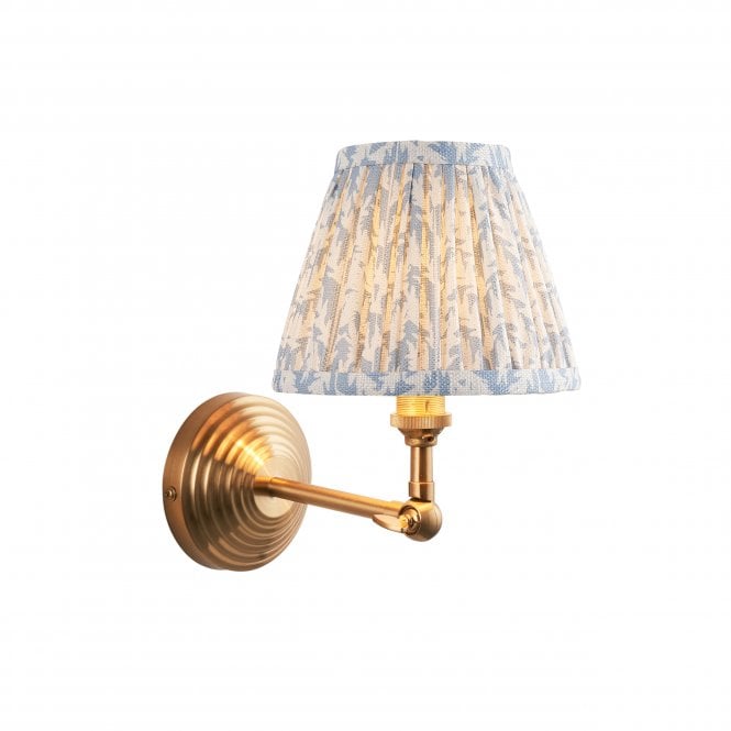 Brass Obelisk Wing Wall Light With Leaf Shade In Blue