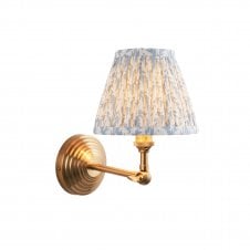 Brass Obelisk Wing Wall Light With Leaf Shade In Blue