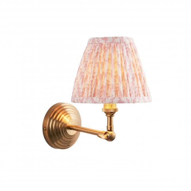 Brass Obelisk Wing Wall Light With Leaf Shade In Peach