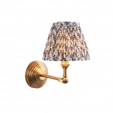 Brass Obelisk Wing Wall Light With Leaf Shade In Pearl Grey