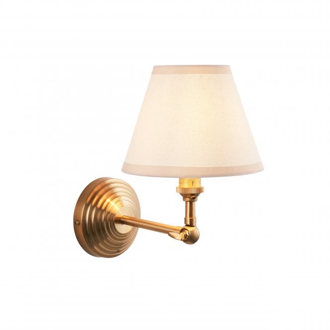 Brass Obelisk Wing Wall Light With Vintage White Shade