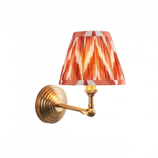 Brass Obelisk Wing Wall Light With Zigzag Shade In Apricot