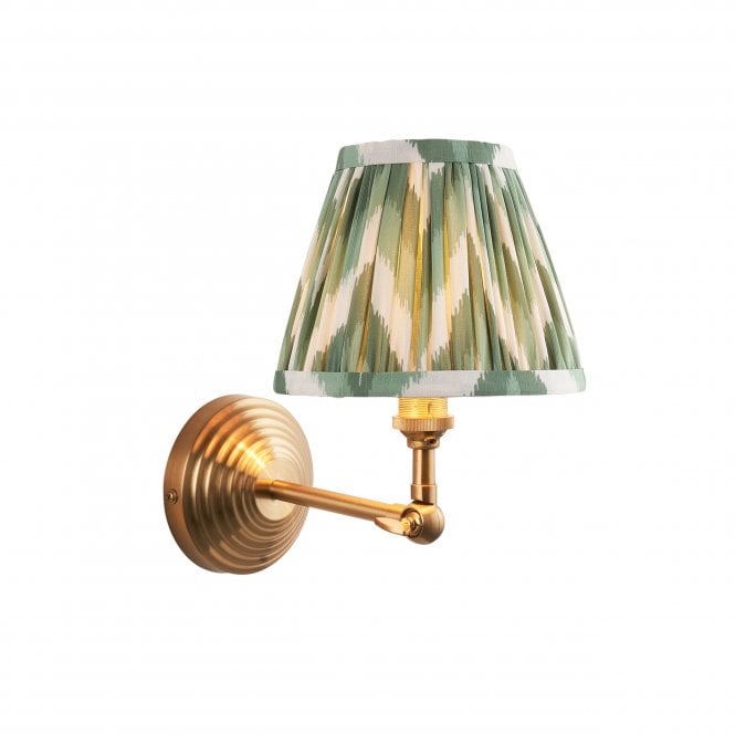 Brass Obelisk Wing Wall Light With Zigzag Shade In Cotswold Green