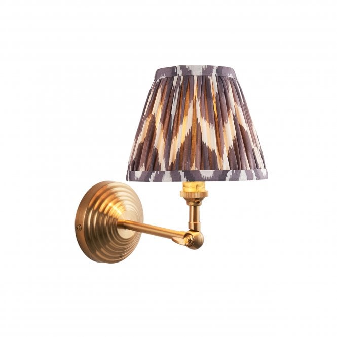 Brass Obelisk Wing Wall Light With Zigzag Shade In Pearl Grey
