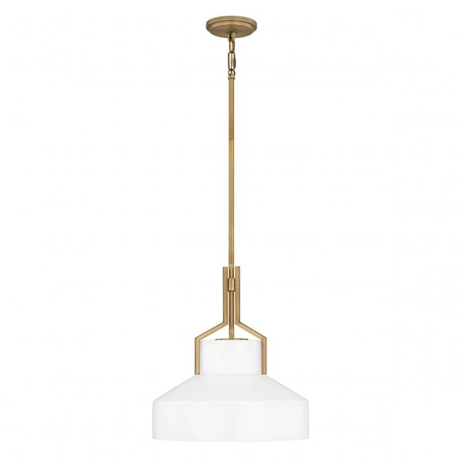 Brecken Pendant Aged Brass with Opal Glass Shade