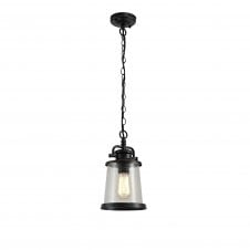 BRENDAN traditional outdoor hanging light in black with clear seeded glass