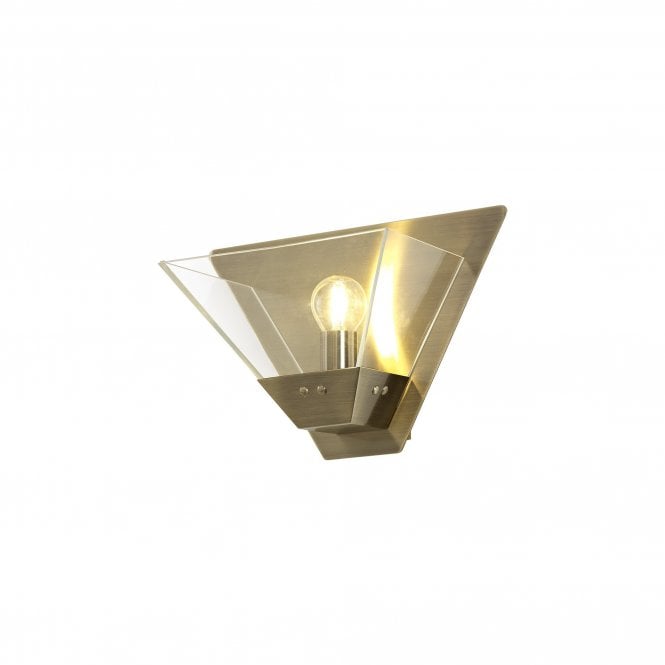 BRENNA antique brass and clear glass wall light